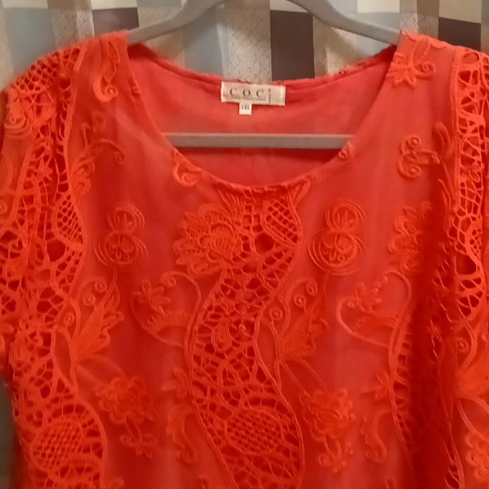 Women's Coral Lace Blouse